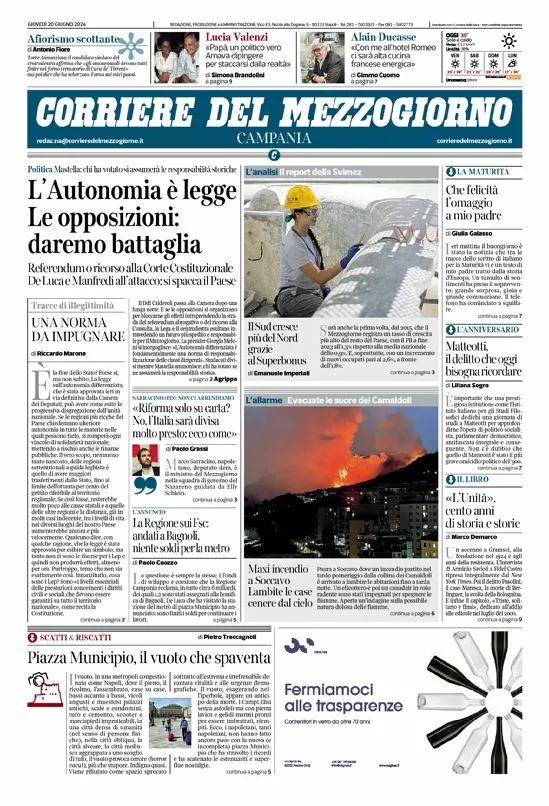 Prima-pagina-corriere del mezzogiorno-del-2024-06-20